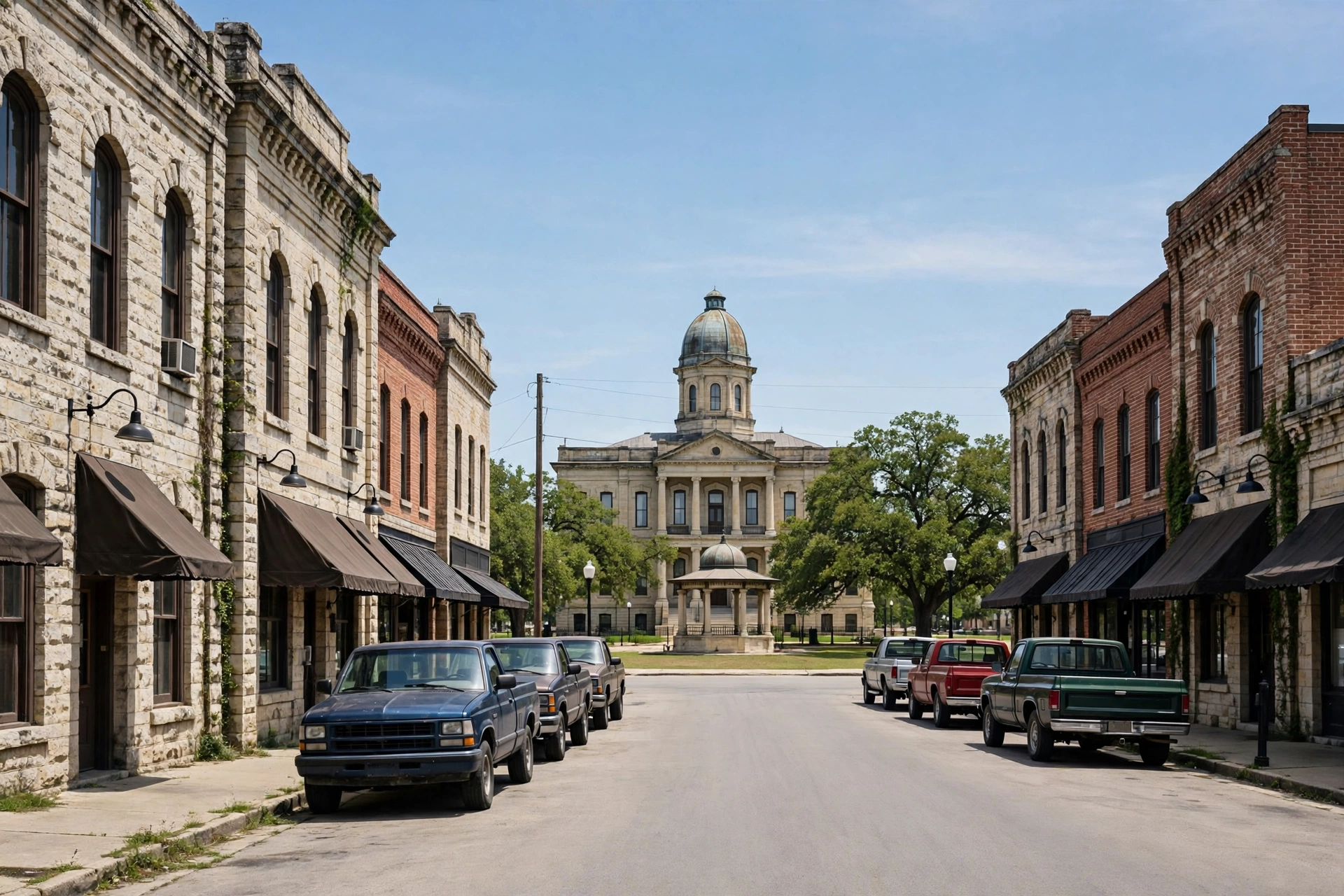 Historic downtown and courthouse square in Ballinger, TX