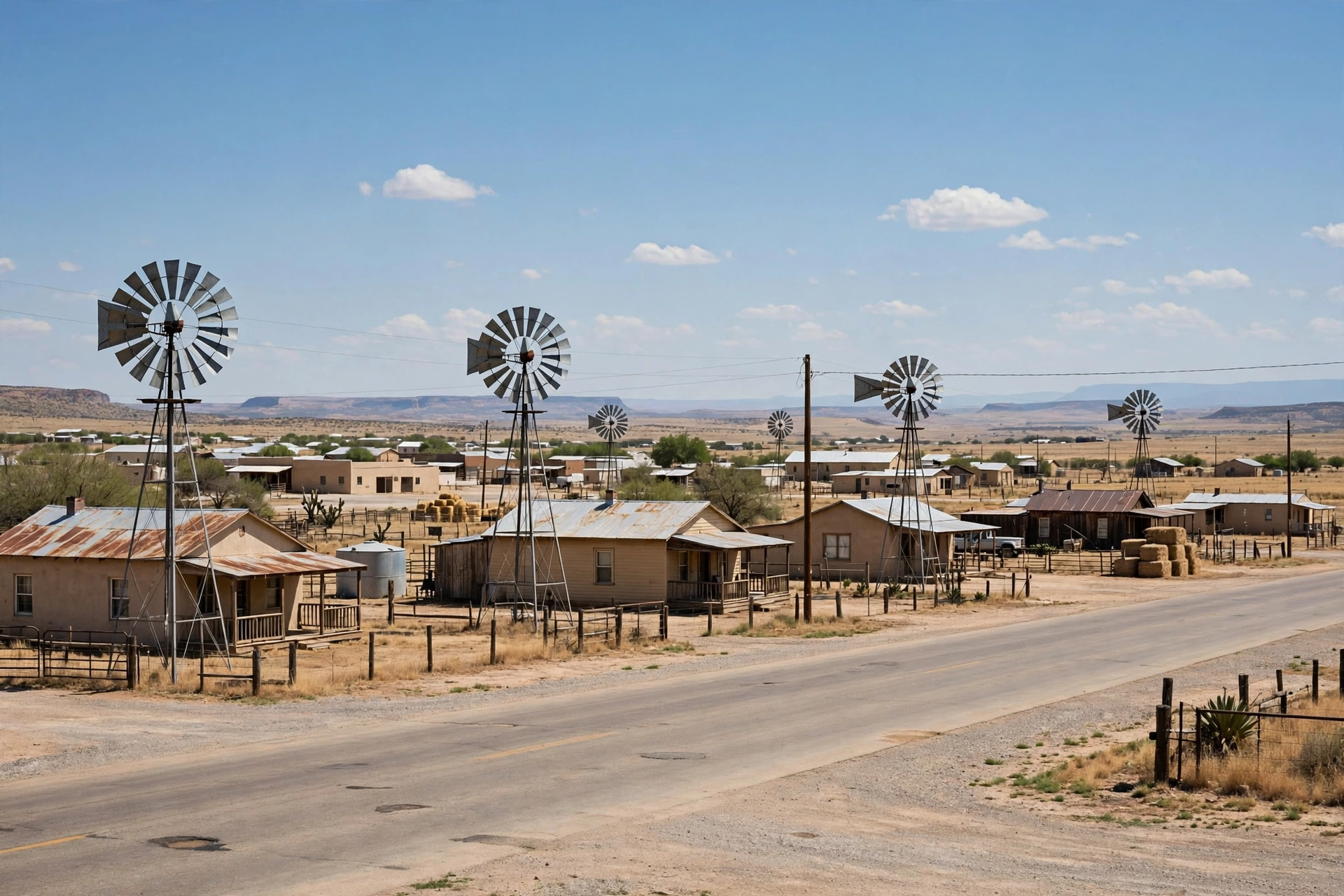 Windmill and ranch homes in Sterling City, TX